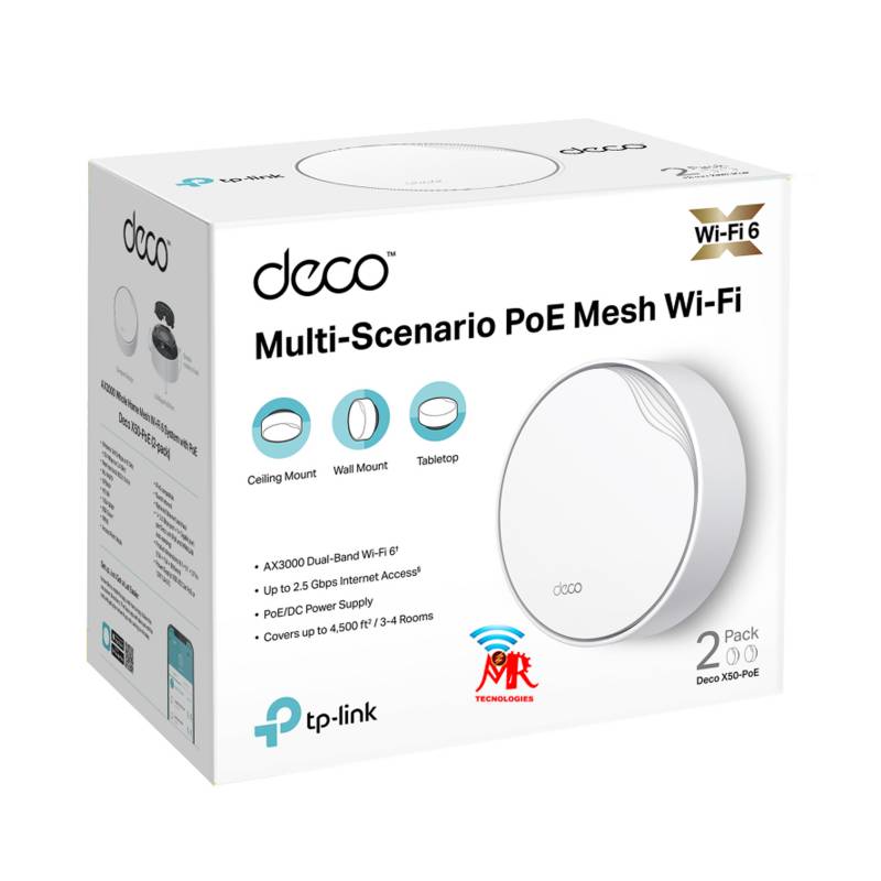 TP-LINK Deco X50-PoE V1 - Sistema Wi-Fi (2 enrutadores) - malla